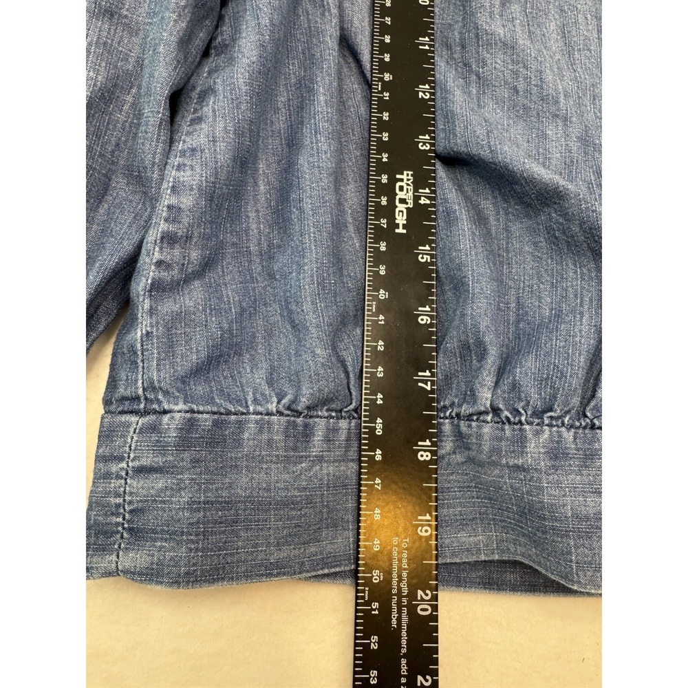 Madewell Blue Chambray Wrap Crop Top - Picture 3 of 8